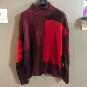 Cynthia Rowley Color Block Mock Turtleneck